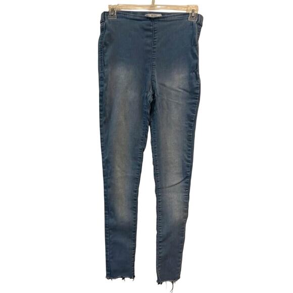 Free People High Rise Skinny Jean jegging blue size 27 cropped frayed hem - Picture 2 of 8